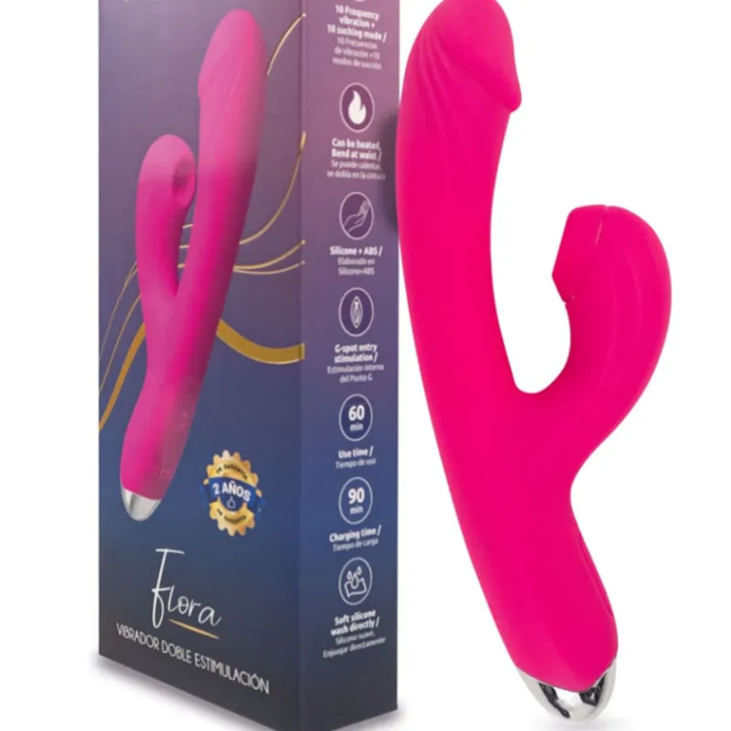 VIBRADOR RABBIT CON SUCCIONADOR CLITORIAL - FLORA